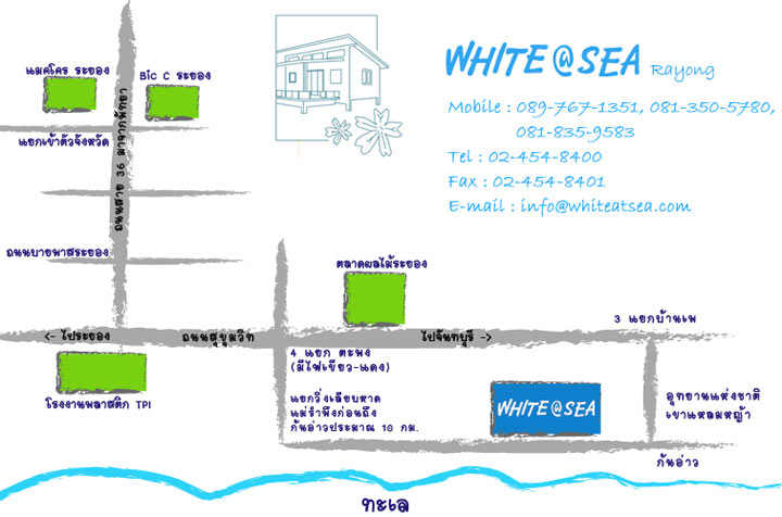 แผนที่ไวท์แอทซี รีสอร์ท น้องหมาพักได้ อยู่หาดแม่รำพึง