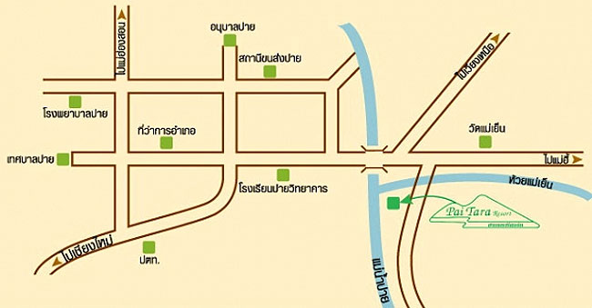 แผนที่ ปายธารารีสอร์ท อ.ปาย จ.แม่ฮ่องสอน น้องหมาพักได้